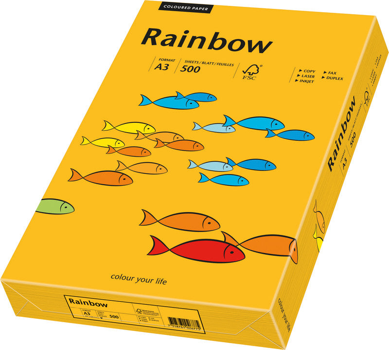 Rainbow Kopierpapier – A3, 80 g/m², mittelorange – für Inkjet/Laser/Kopierer – FSC – 500 Blatt
