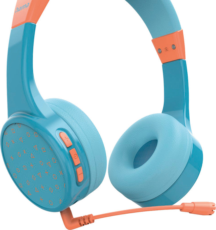 Hama Teens Guard II – On-Ear Headset – Bluetooth, max. 85 dB, Abnehmbares Mikrofon – Blau/Orange – bis 50 h