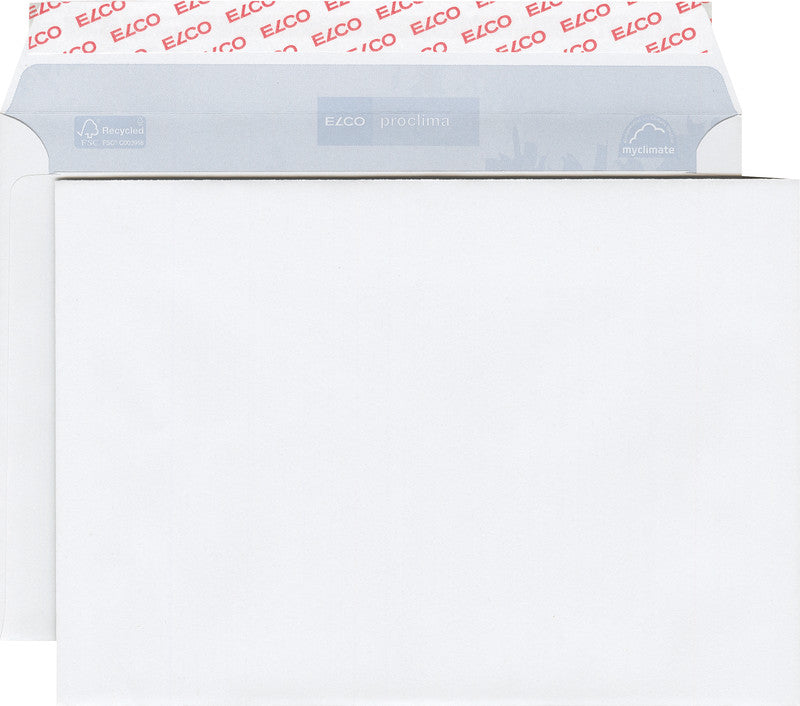 Elco Couvert C5 (229 × 162 mm), ohne Fenster, selbstklebend (Optifix), weiss, 100 g/m², Papier – 25 Stk.