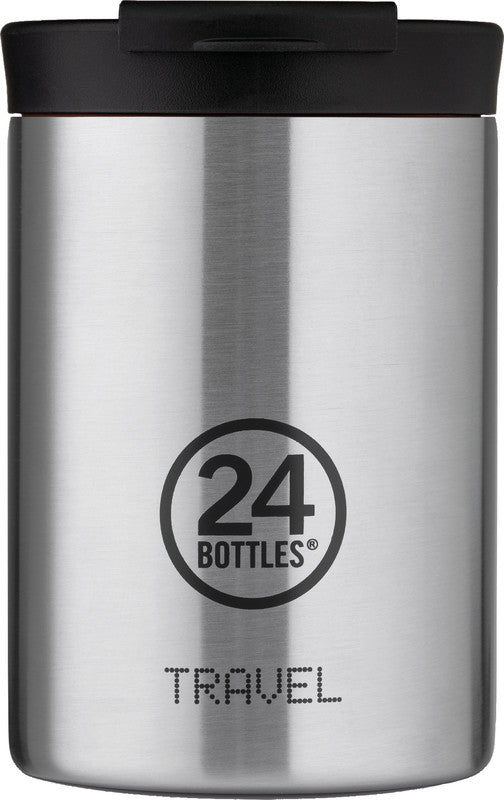 24Bottles Thermobecher Travel Tumbler – 3,5 dl – Edelstahl, isoliert, Sip&Go-Deckel – Steel