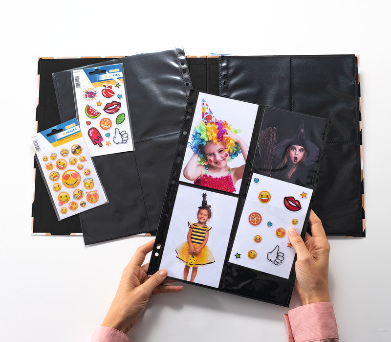 HERMA Sichtmappe für Fotos 10×15 cm – Schwarz, Kunststoff, Glänzend, 10er-Pack