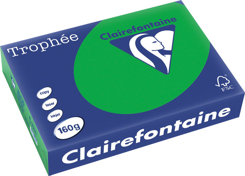 Clairefontaine Kopierpapier – A4, 160 g/m², billardgrün – für Inkjet/Laser/Kopierer – FSC – 250 Blatt