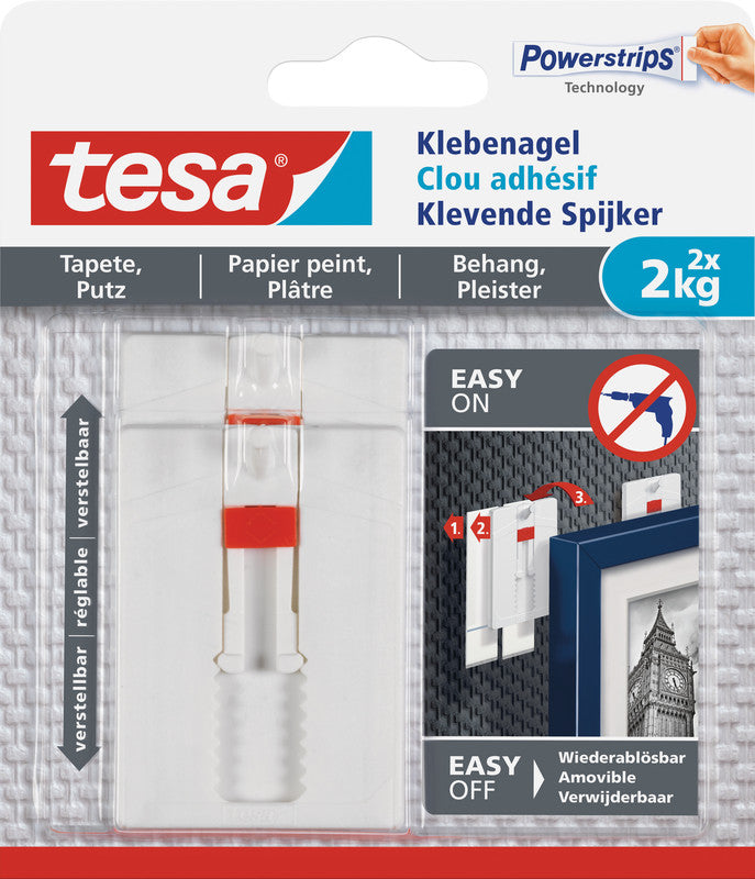 TESA Klebenagel – Kunststoff, Weiss, 12 × 14 × 1,9 cm – 1er-Pack