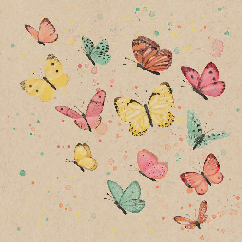 Atelier Servietten Natural Butterflies – 33 × 33 cm – 3-lagig, Tissue – 20 Stk.