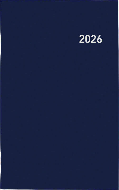 Biella Pratique Agenda – 1 Woche/1 Seite, gebunden, 8,7 × 13,6 cm, 2026, mehrsprachig, dunkelblau, PEFC