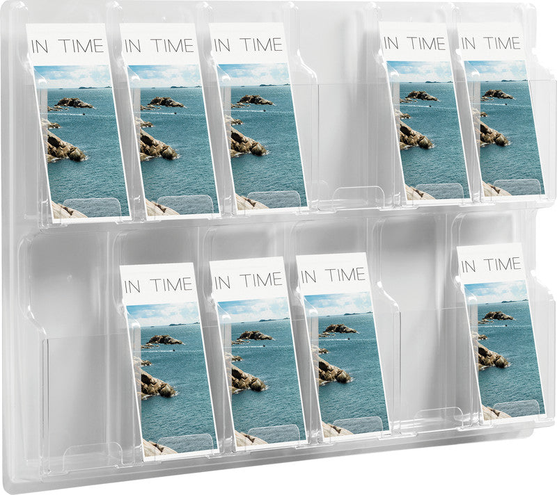 Helit Wandprospekthalter – 766 × 520 mm, transparent, Kunststoff, für Format A5/A6