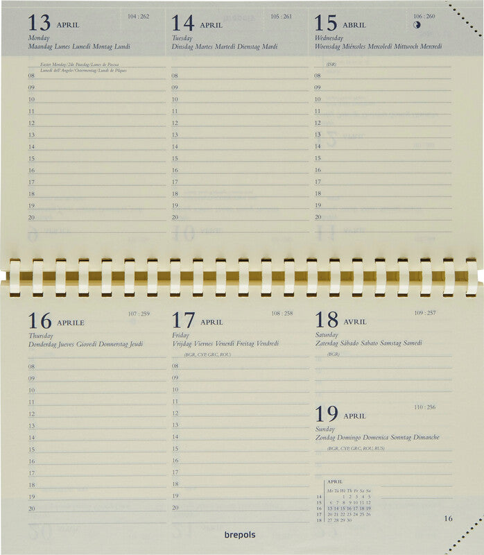 Brepols Kalender-Einlage – 1 Woche/2 Seiten, 16 × 9 cm, 2027