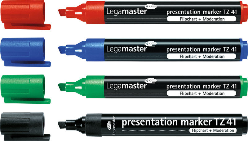 Legamaster Flipchart-Marker TZ 41 – Keilspitze 2-5 mm – Sortiert – 4er-Set