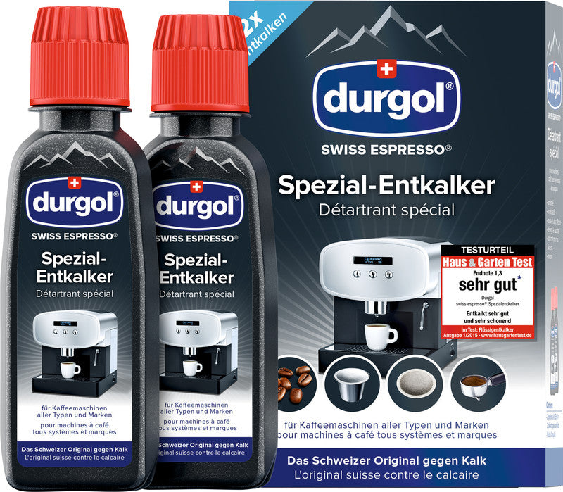 Durgol Swiss Espresso Entkalker für Kaffeemaschinen – 2 Flaschen à 125 ml