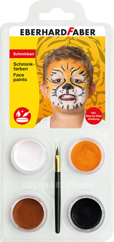Eberhard Faber Schminkfarben-Set – 4 Farben, sortiert, inkl. Pinsel