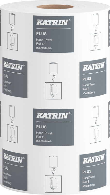 Katrin Handtuchrolle Plus S – 1-lagig, Recyclingfasermaterial, weiss, 205 mm × 100 m, für Katrin Inclusive S