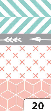 Folia Washi Tape Set – wiederablösbar, Papier, 1×5 mm × 10 m + 3×15 mm × 10 m, mehrfarbig, 4 Rollen