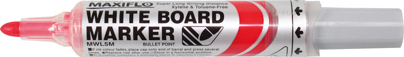 Pentel Whiteboard-Marker Maxiflo MWL5M – Konische Spitze 6 mm – Rot – Trocken abwischbar