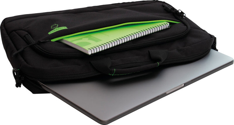 Q-Connect Notebook-Tasche – für Notebooks bis 15,6", Aufsteckfunktion, recyceltes PET (rPET), schwarz
