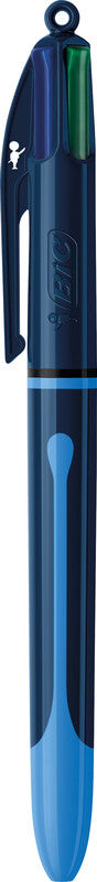BIC 4 Farben Multifunktionskugelschreiber – 4 Farben (Schwarz/Blau/Rot), Spitze 0,32 mm, Schiebemechanik, nachfüllbar