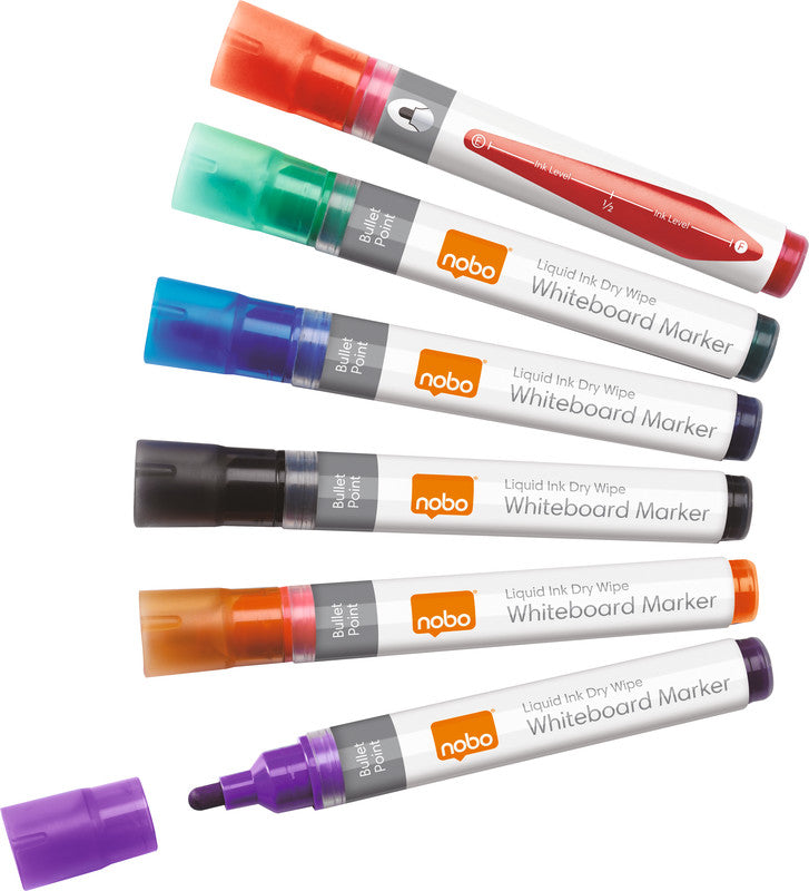Nobo Board-Marker – Rundspitze 3 mm – Sortiert – 6er-Set – Trocken abwischbar