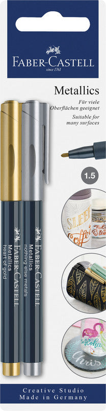 Faber-Castell Non-Permanent-Marker Metallic – Rundspitze 1,5 mm – Sortiert – 2er-Set