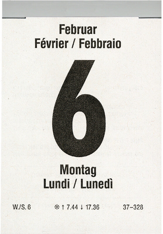 Biella Abreisskalender 2026 – 6,5 × 9,8 cm – 1 Tag/Blatt – d/f/i
