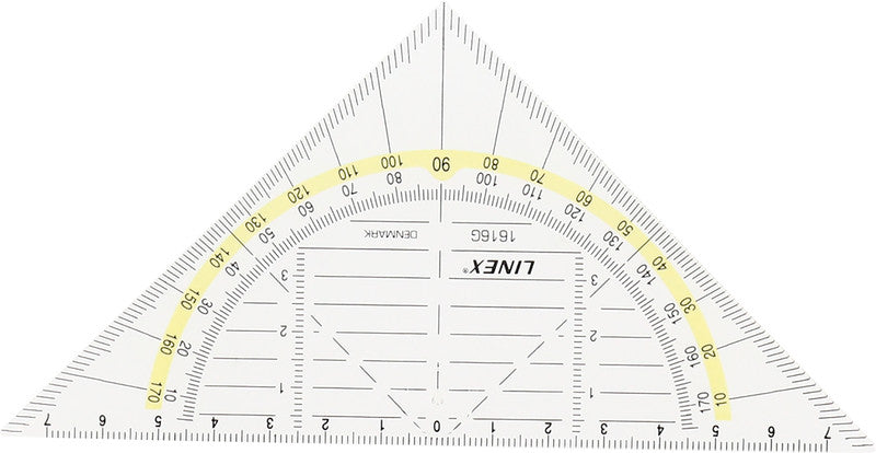 Linex Wandtafel-Geodreieck 45° – Hypotenuse 16 cm, Kunststoff, transparent, Skalenfarbe schwarz