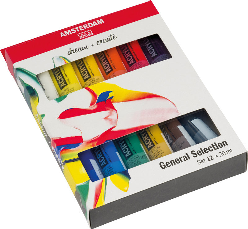 Royal Talens Amsterdam – Acryl Standard – Acrylfarbe – Set – 12 Farben, 12 × 20 ml