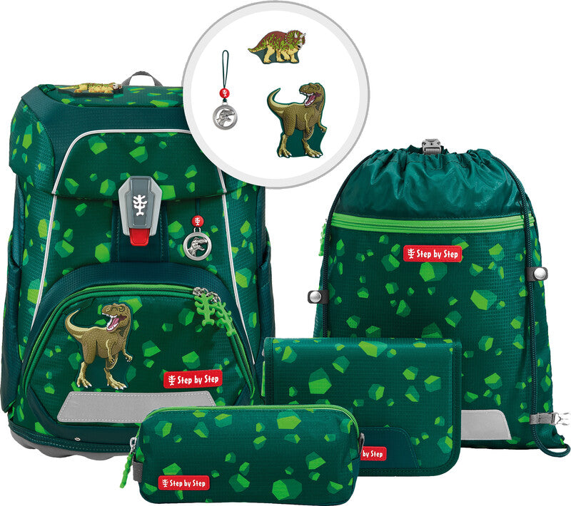 Step by Step Schulrucksack-Set Fit – 5-teilig – Dino Targo – umweltfreundliche Verpackung