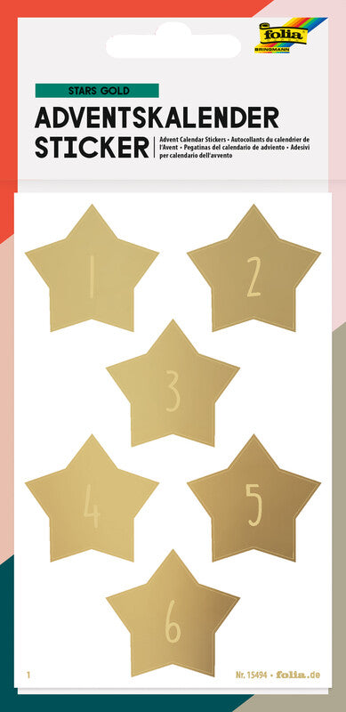 Folia Schmucketiketten, Adventskalender 1–24 – 90 × 140 mm – Gold – 24 Stk.