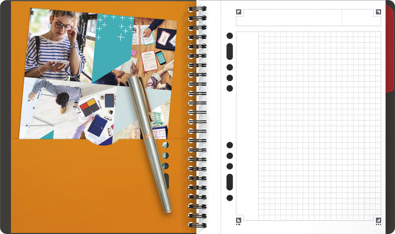 Oxford Collegeblock, Spiralbindung, 80 Blatt, 10-fach gelocht, perforiert, 80 g/m² – Grau, für SCRIBZEE App