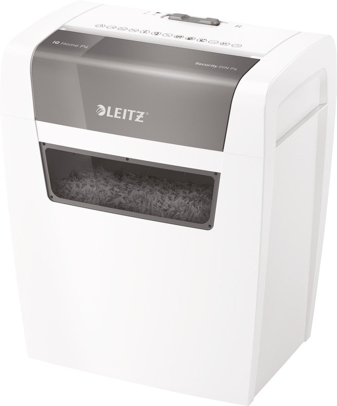 Leitz IQ Home – Aktenvernichter, DIN P-4, Partikelschnitt 4 × 28 mm, 6 Blatt, 15 l, A4