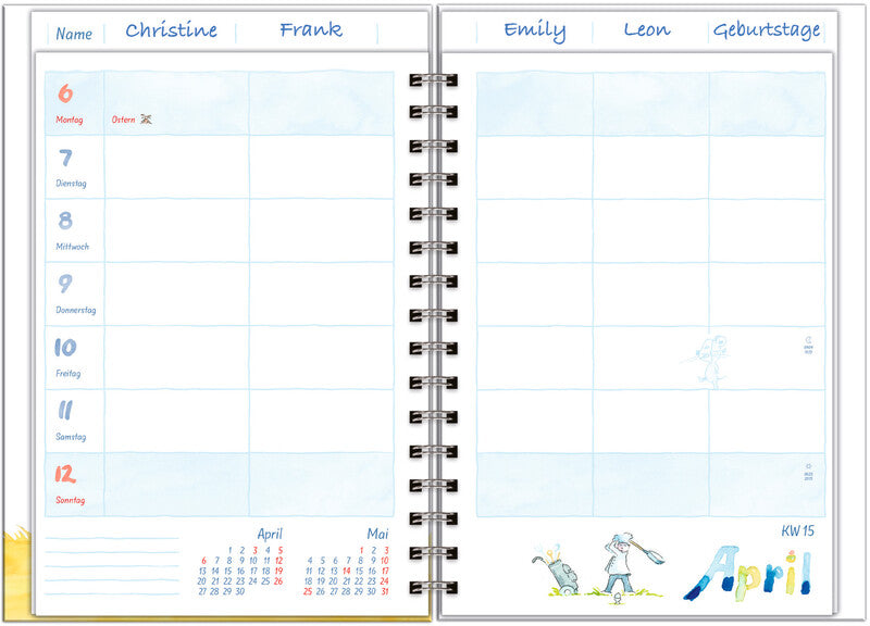 Heye Helme Heine Agenda – 1 Woche/2 Seiten, Spiralbindung, A5, 2026, FSC
