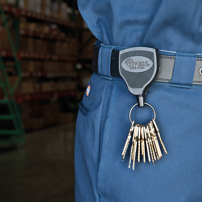 Key-bak Super 48 Schlüsselanhänger – Kunststoff, L 190 mm, Schwarz, Gürtelklemme, Kevlar-Auszugsschnur 1,20 m