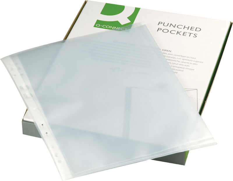 Q-CONNECT Sichtmappe A4 – transparent, Kunststoff, genarbt, blendfrei, 50 µm, 100er-Pack