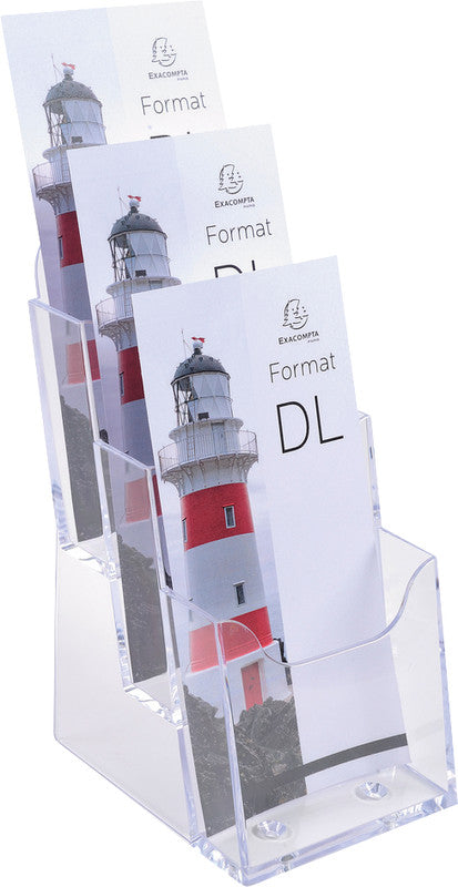 Exacompta Tischprospekthalter 3 Fächer DL – Polystyrol, transparent – 73158D
