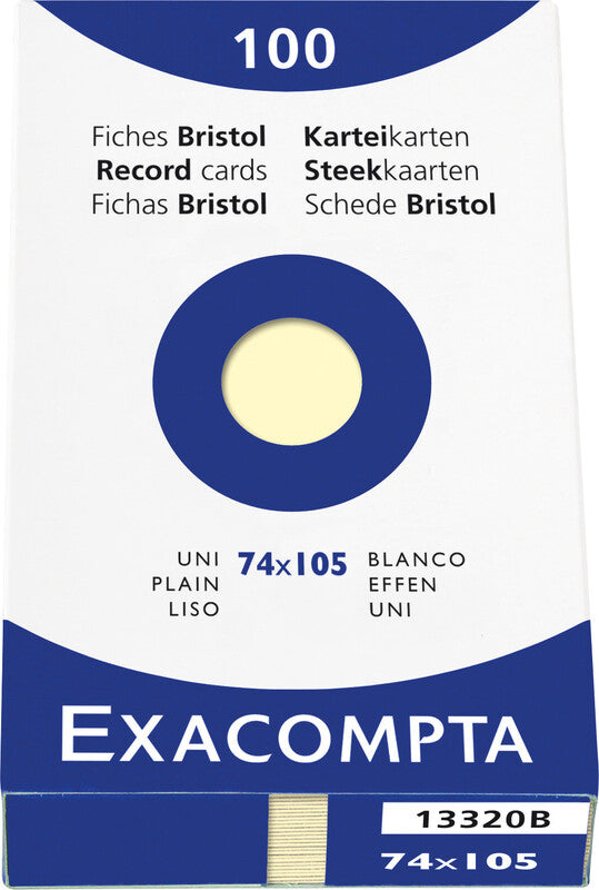 Exacompta Karteikarte A7 quer, blanko, gelb, 205 g/m², Karteikarton – 100 Stück