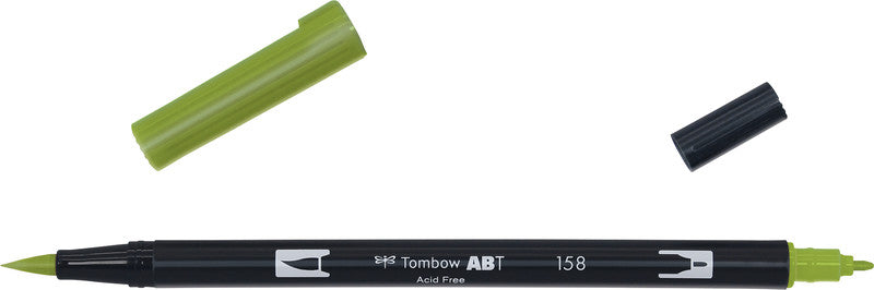 Tombow Brush Pen – dunkeloliv, Kunststoff, Pinselspitze, wasservermalbar, geruchsarm