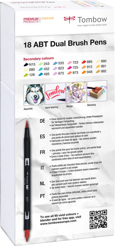 Tombow Filzstifte ABT Dual Brush Pen, 18 Stk.