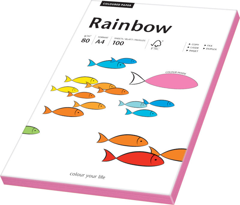 Rainbow Kopierpapier – A4, 80 g/m², Neonrosa – für Inkjet/Laser/Kopierer – FSC – 100 Blatt