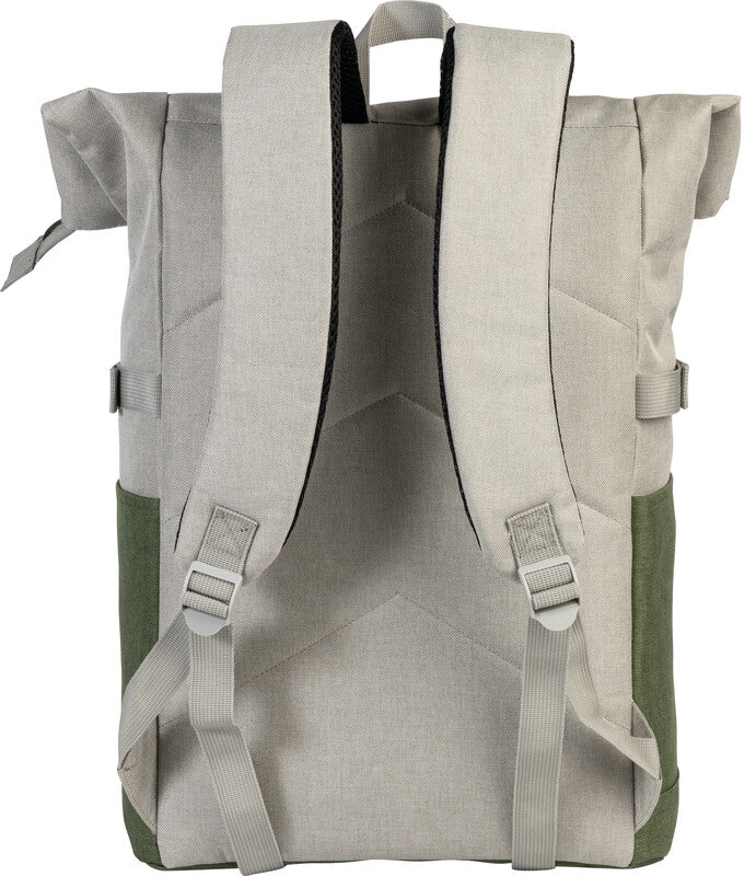 Bestway Notebook-Rucksack Campus Style Roll-Top – Polyester – Hellgrau/Khaki, 260 × 500–600 × 160 mm