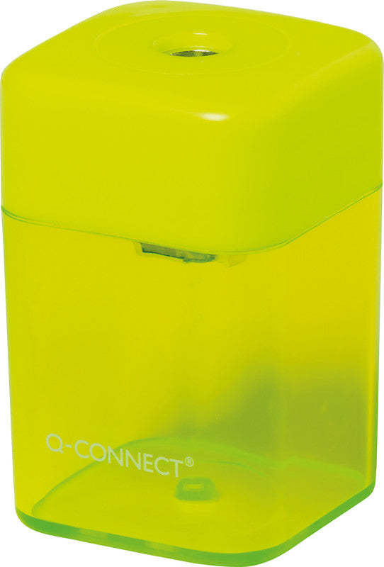 Q-CONNECT Spitzer – manuell, 1-Loch, mit Behälter, für Blei- & Buntstifte Ø 8 mm, Kunststoff, assortiert