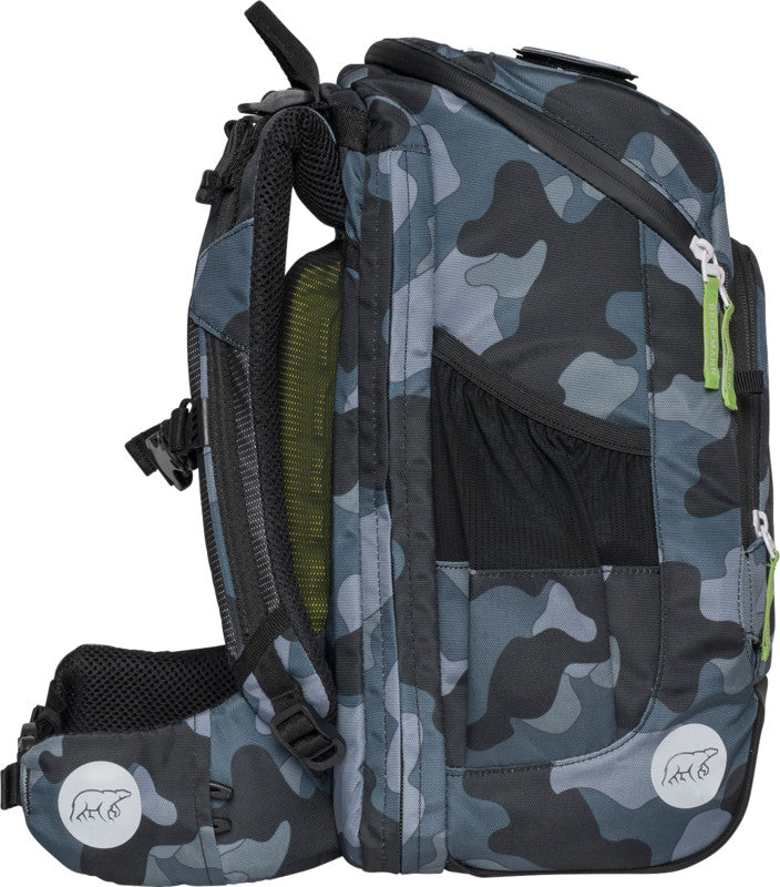 Beckmann Schulrucksack Active Air Flx – Camo Rex – mit Leuchteffekt – recycelte Materialien