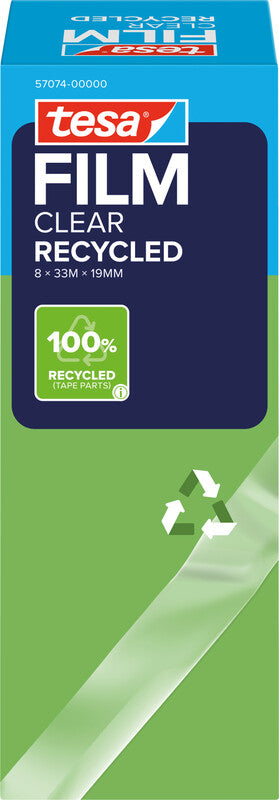 TESA Klebeband eco & clear – permanent, Kunststoff, 19 mm × 33 m, Kern Ø 26 mm, 8 Rollen