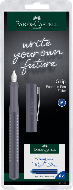 Faber-Castell Grip 2010 Harmony – Federspitze M – für Rechts- & Linkshänder – sortiert, blau – Patronen