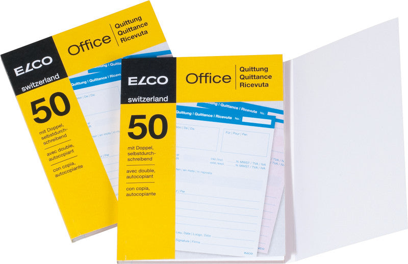 Elco Formularblock – Quittungen, mehrsprachig, 50 Blatt, A6