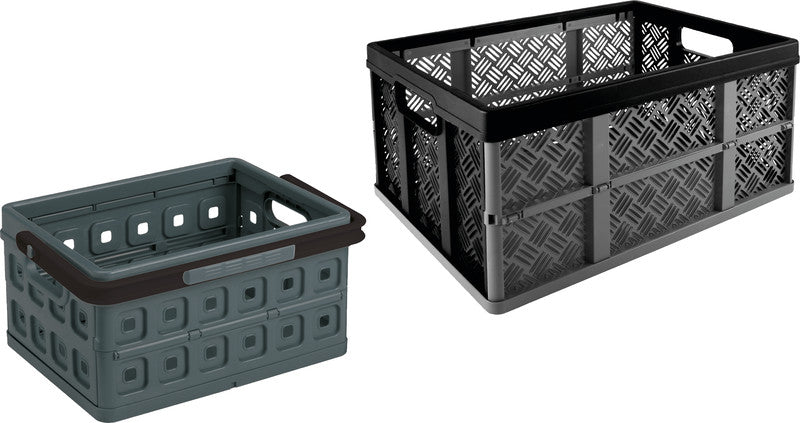 Helit Faltbox the flapline – Kunststoff, schwarz, 35 × 22,7 × 47,5 cm