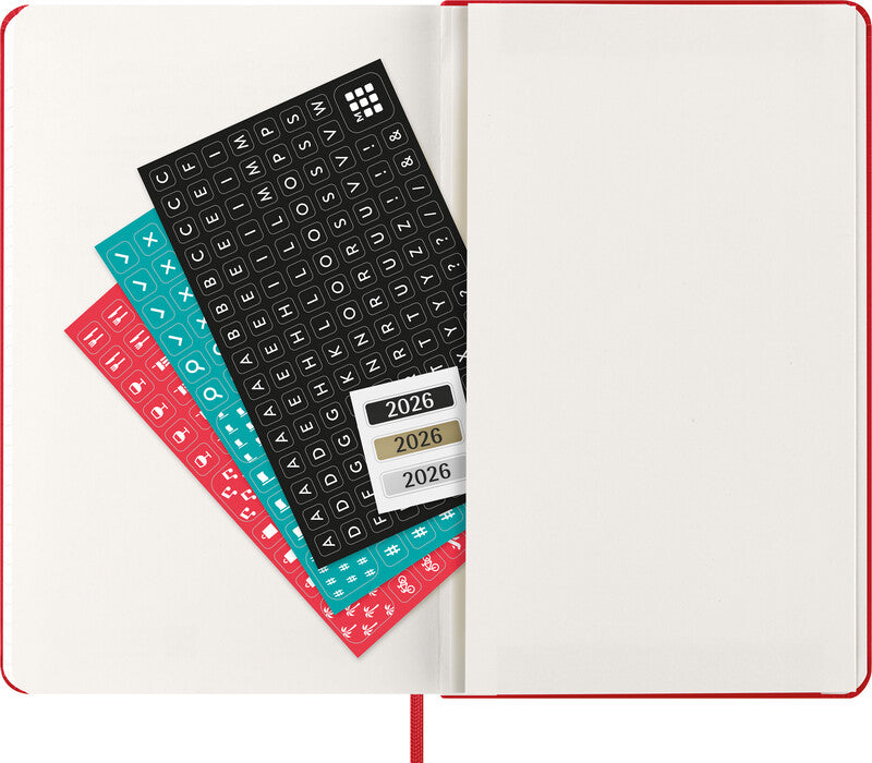 Moleskine Tagesagenda – 1 Tag pro Seite, gebunden, 13 × 21 cm, 2026, 1-Stunden-Takt, scharlachrot, FSC
