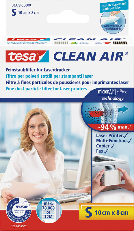 TESA Feinstaubfilter, 70'000 Ausdrucke – für Laserdrucker, Weiss, Stoff