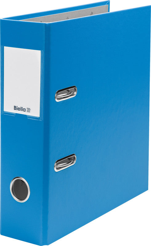 Biella Plasticolor Ordner – A5 Hochformat – 2-Ring Hebelmechanik, Rücken 70 mm – Blau, mit Niederhalter, FSC