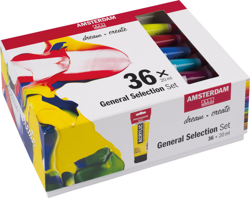 Royal Talens Amsterdam – Acrylic Standard – Acrylfarbe – Set – 36 Farben, sortiert, 36 × 20 ml