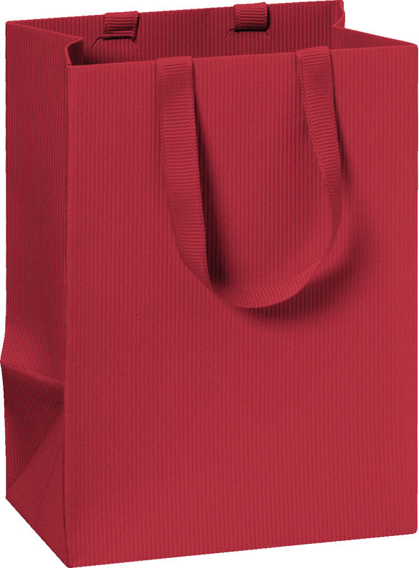 Stewo Tragetasche – Einfarbig (dunkelrot) – Strukturprägung, Papier – 100 × 140 × 80 mm