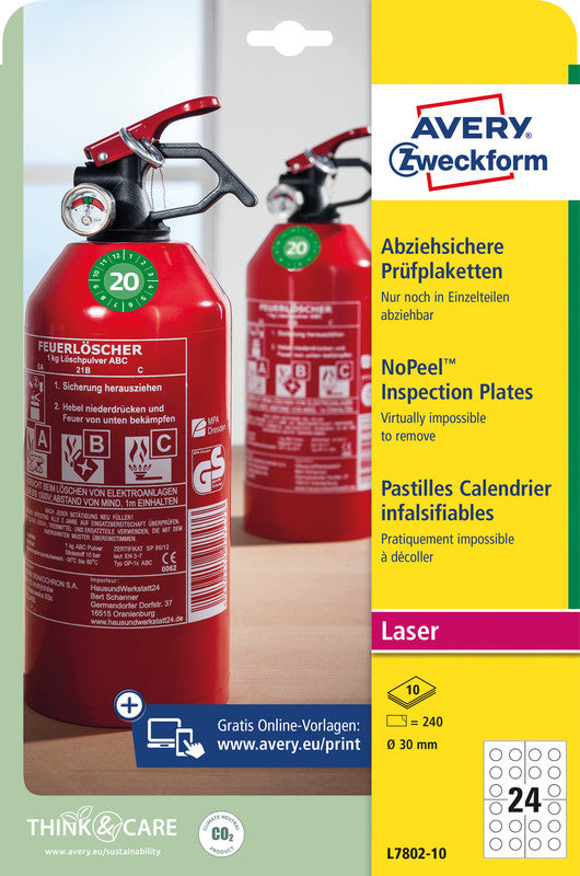 Avery Zweckform Schmucketiketten – Kunststoff, permanent haftend, 240 Stk, 10 Bogen, Ø 30 mm