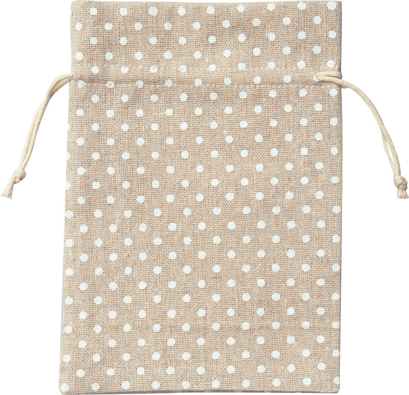 Folia Geschenkbeutel – Punkte und Streifen, Beige – Baumwolle – 6 Stk.